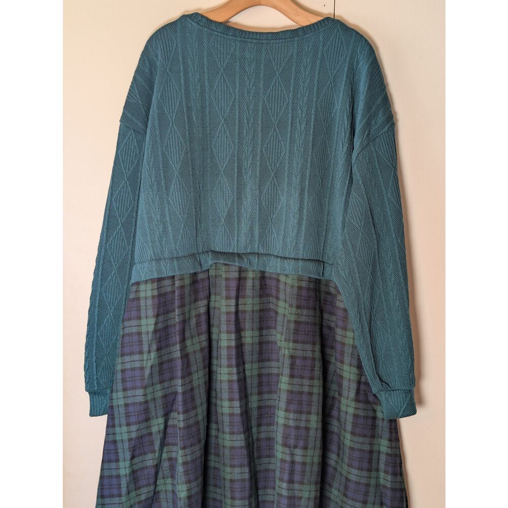 Bloomchick Green Sweater Plaid Dress 3XL - Picture 5 of 14
